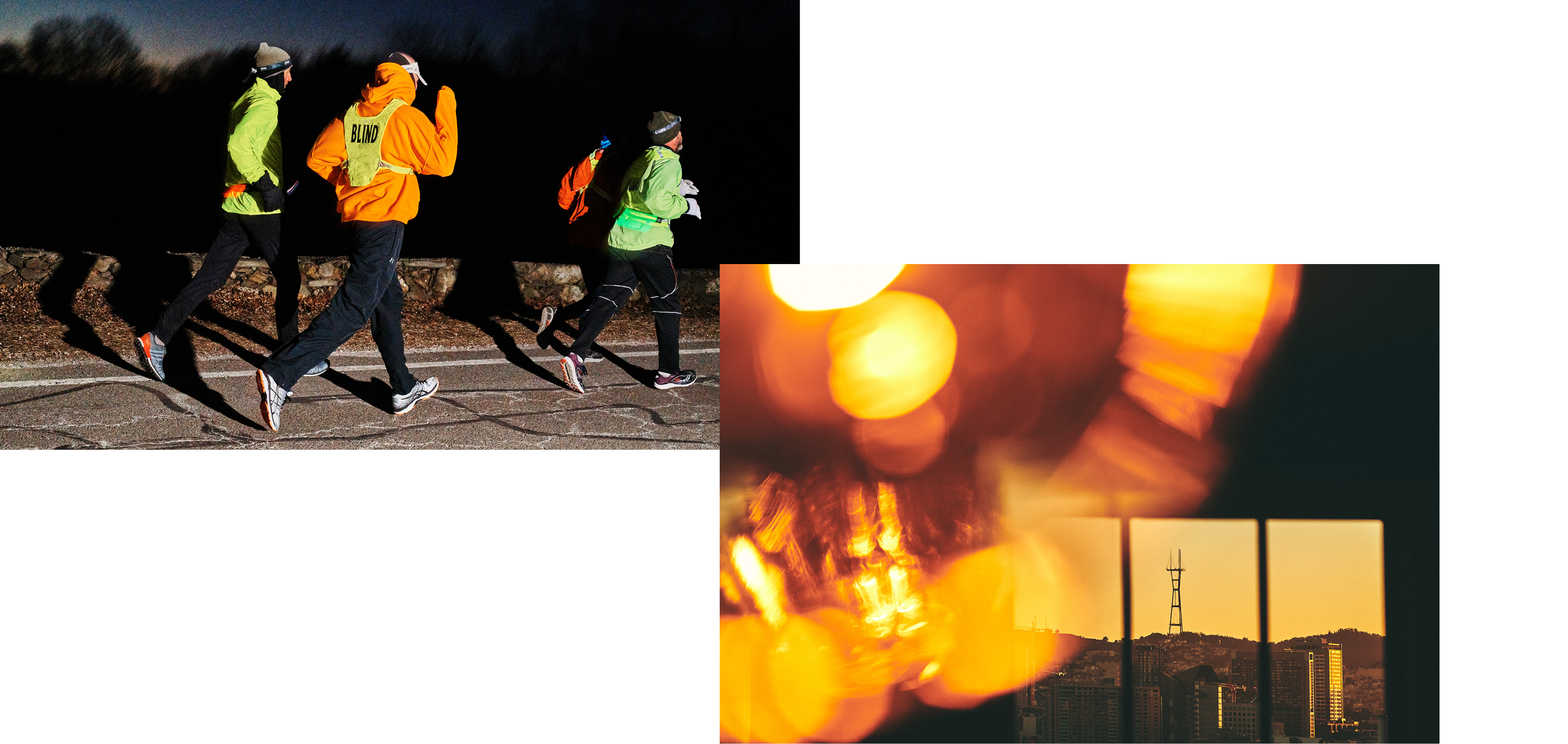 Blind man running and Sutro Tower 